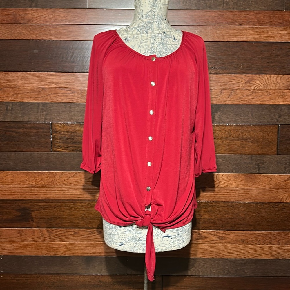 NY Collection Deep Red Blouse
